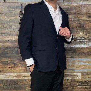 Tommy Hilfiger Wool Blend Navy Blue Double Vented Blazer Sport Jacket Size 48R
